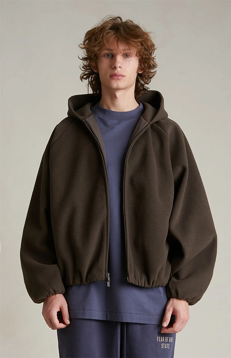 Fear of God ESSENTIALS Brown Brushed Yarn Hooded Bomber Jacket