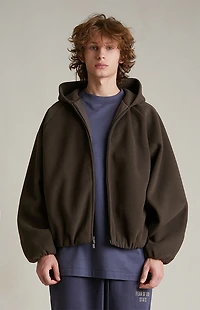 Fear of God ESSENTIALS Brown Brushed Yarn Hooded Bomber Jacket