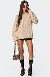 Edikted Kennedy Oversized Cable Knit Sweater