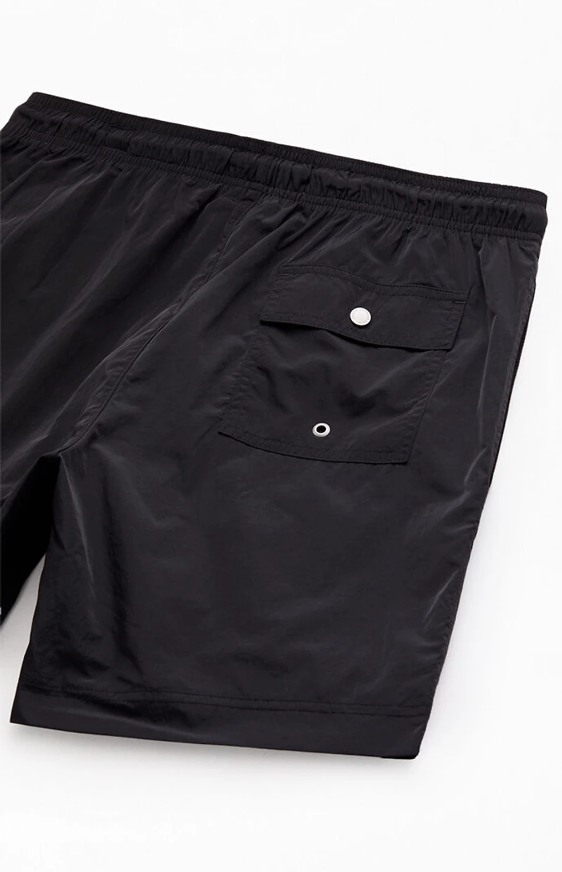 Pacsun Black Solid 6.5" Swim Trunks