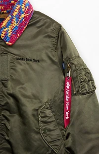 Awake NY MA-1 Knit Trimmed Washed Bomber Jacket