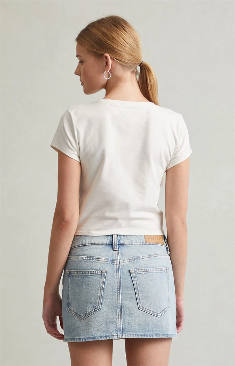 Pacsun Bella Stretch Light Indigo Mid Rise Denim Mini Skirt