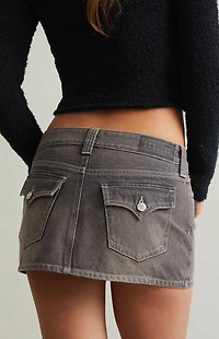 Pacsun Gray Low Rise Denim Micro Mini Skirt