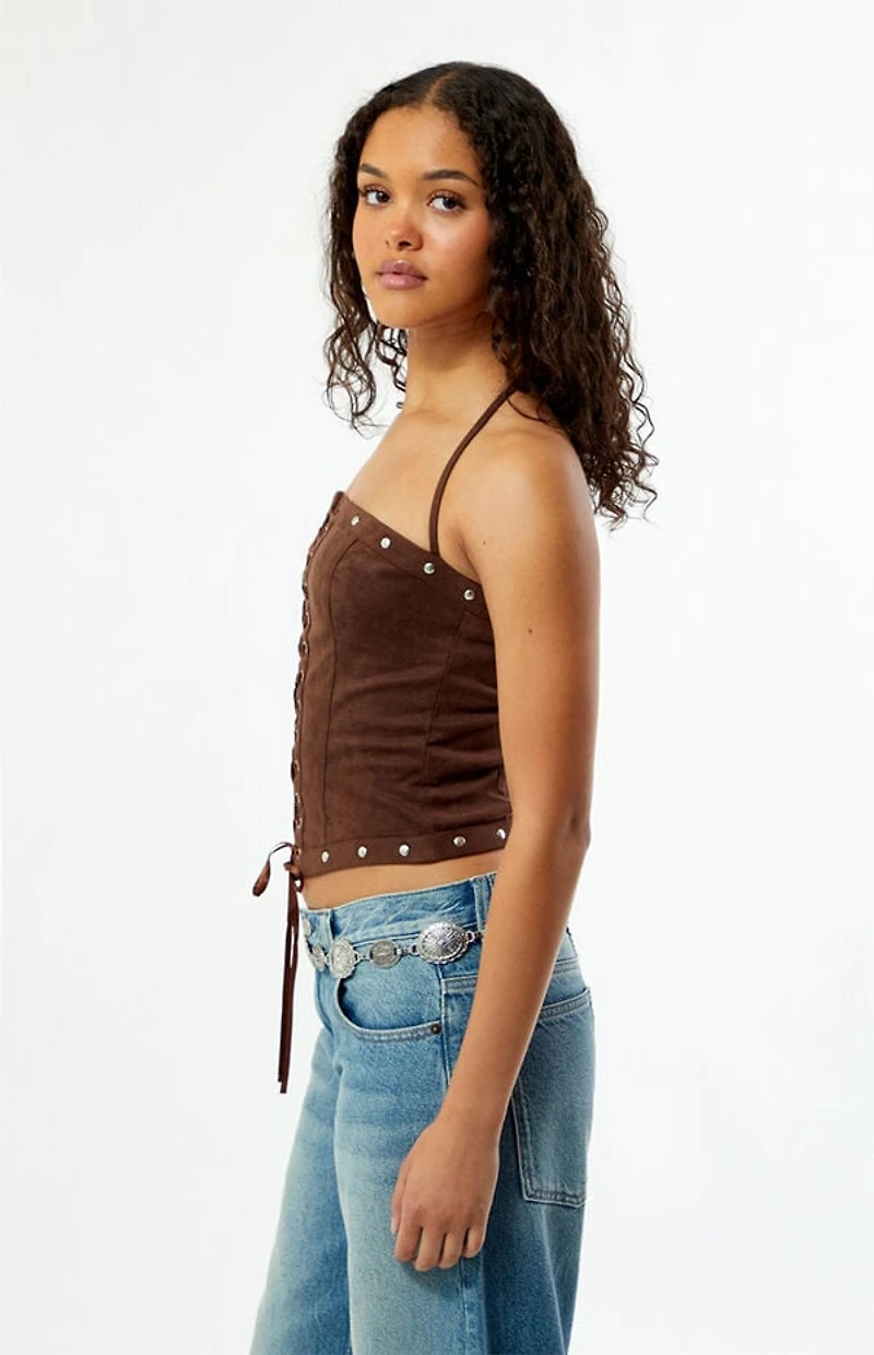 Your Favorite Chelsie Faux Suede Lace-Up Top