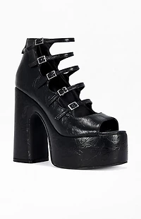 AZALEA WANG Women's Smitten Black Strappy Platform Pumps