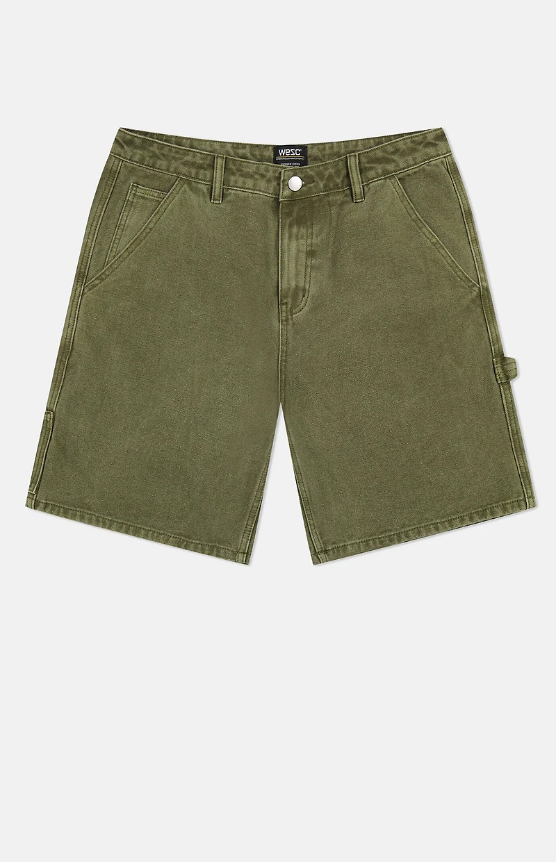 WeSC Olive Carpenter Baggy Shorts