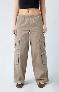 Pacsun Taupe Draped Low Rise Wide Leg Cargo Pants