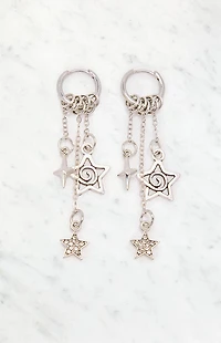 LA Hearts Silver Star Charm Dangle Earrings