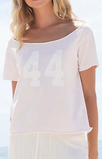 John Galt Pink Robyn 44 Short Sleeve Off-The-Shoulder Top