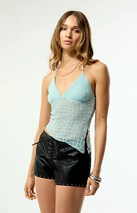 Third Charm Netted Asymmetrical Halter Top