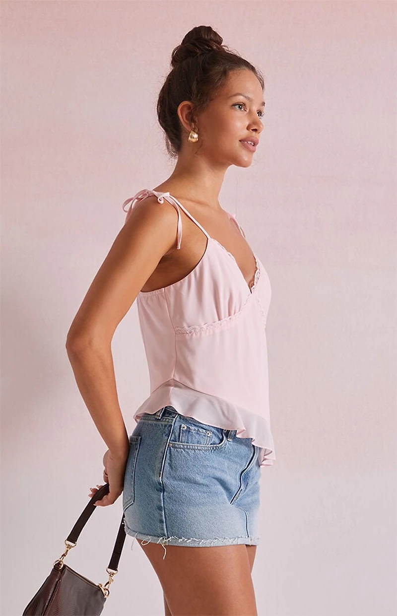 Beverly and Beck Jessie Asymmetrical Lace Trim Tank Top