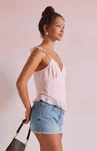 Beverly and Beck Jessie Asymmetrical Lace Trim Tank Top