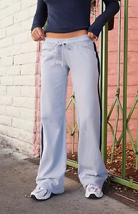 John Galt Light Blue Hilary Side Stripe Soft Yoga Baggy Sweatpants