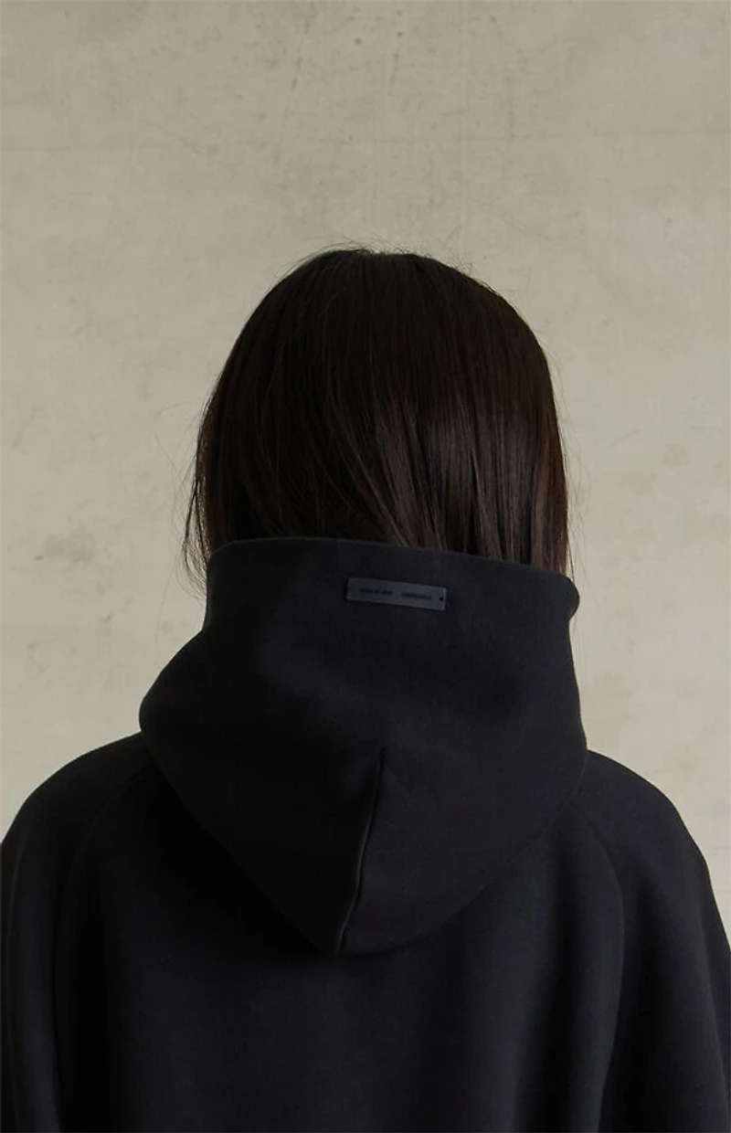 Fear of God ESSENTIALS Women's Jet Black Raglan Cropped Hoodie
