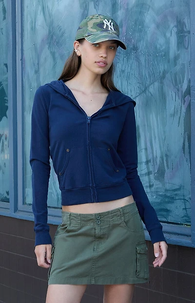 John Galt Navy Christy Zip Up Hoodie