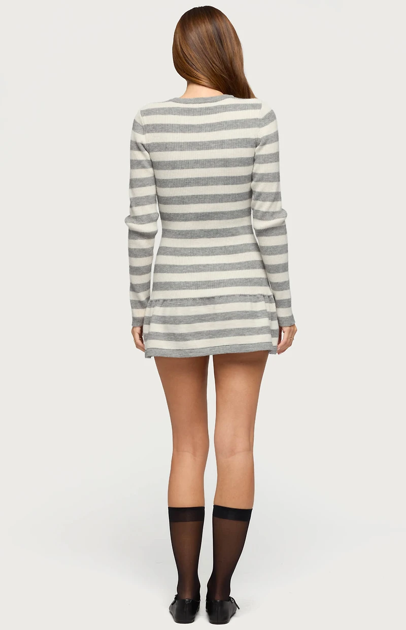 Edikted Caisyn Striped Ribbed Knit Mini Dress