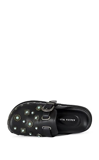 AZALEA WANG Women's Mavis Faux Leather Black Western Flatform Mules