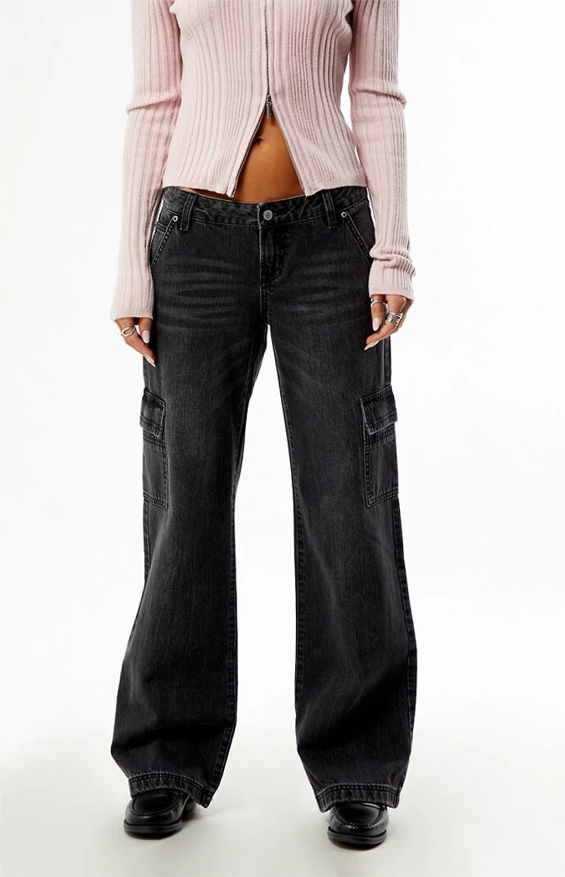 Pacsun Zoe Low Rise Jeans Cargo Washed Black