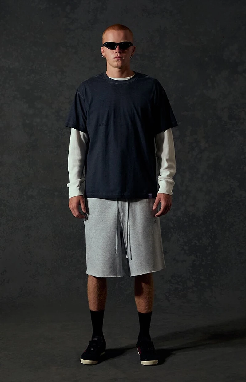 A.R.C. Heather Grey Standard Long Fleece Sweat Shorts