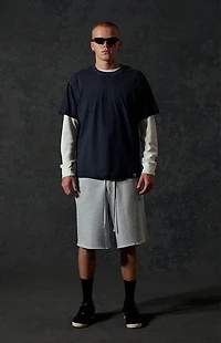 A.R.C. Heather Grey Standard Long Fleece Sweat Shorts