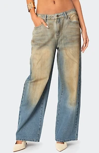 Edikted Muddy Washed Low Rise Jeans
