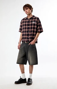 FORD Dirty Black Wash Baggy Jean Shorts
