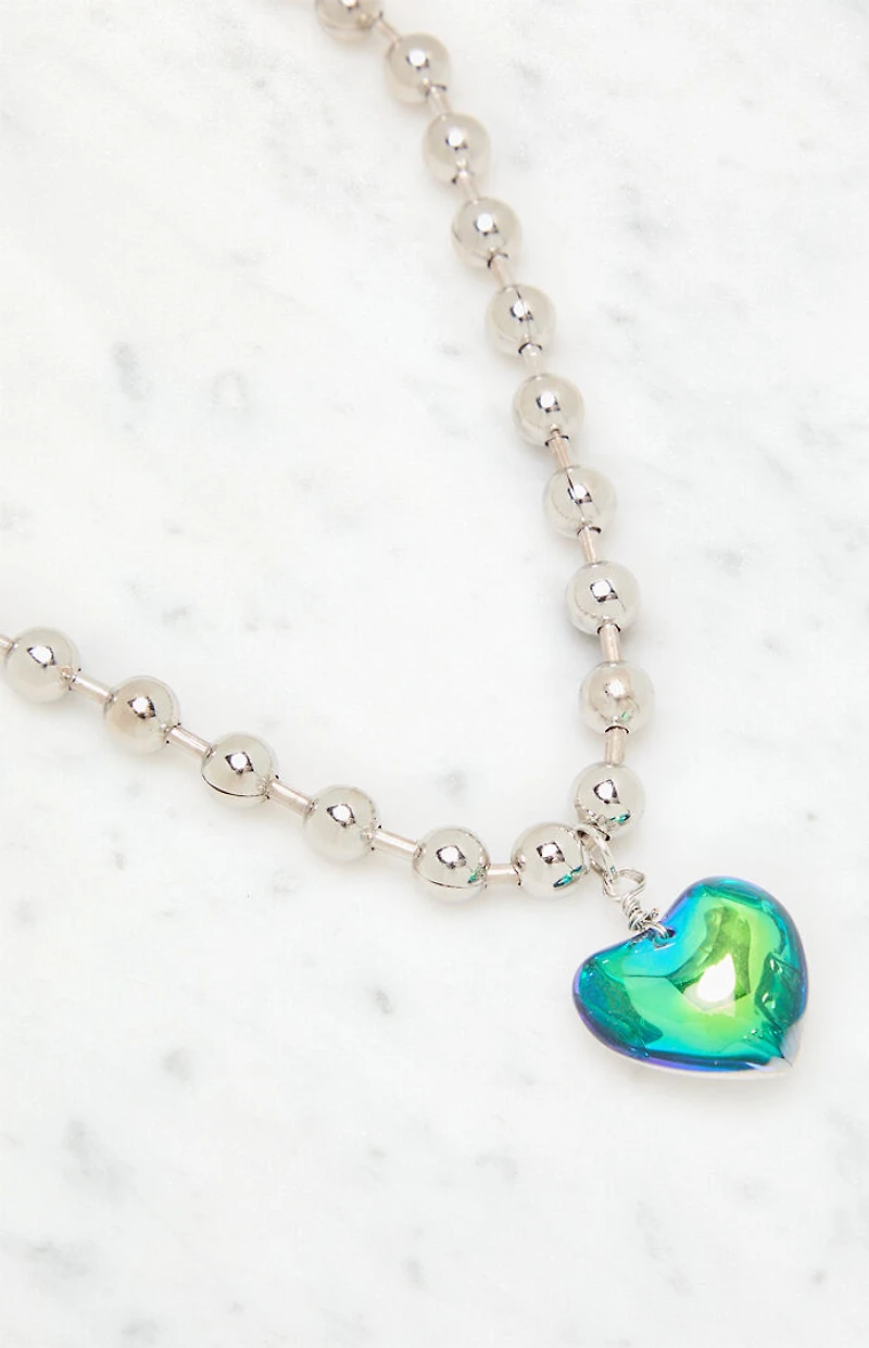 LA Hearts Heart Ball Bead Chain Necklace