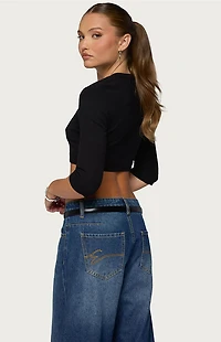 Edikted Gilba Button Up Knit Crop Top