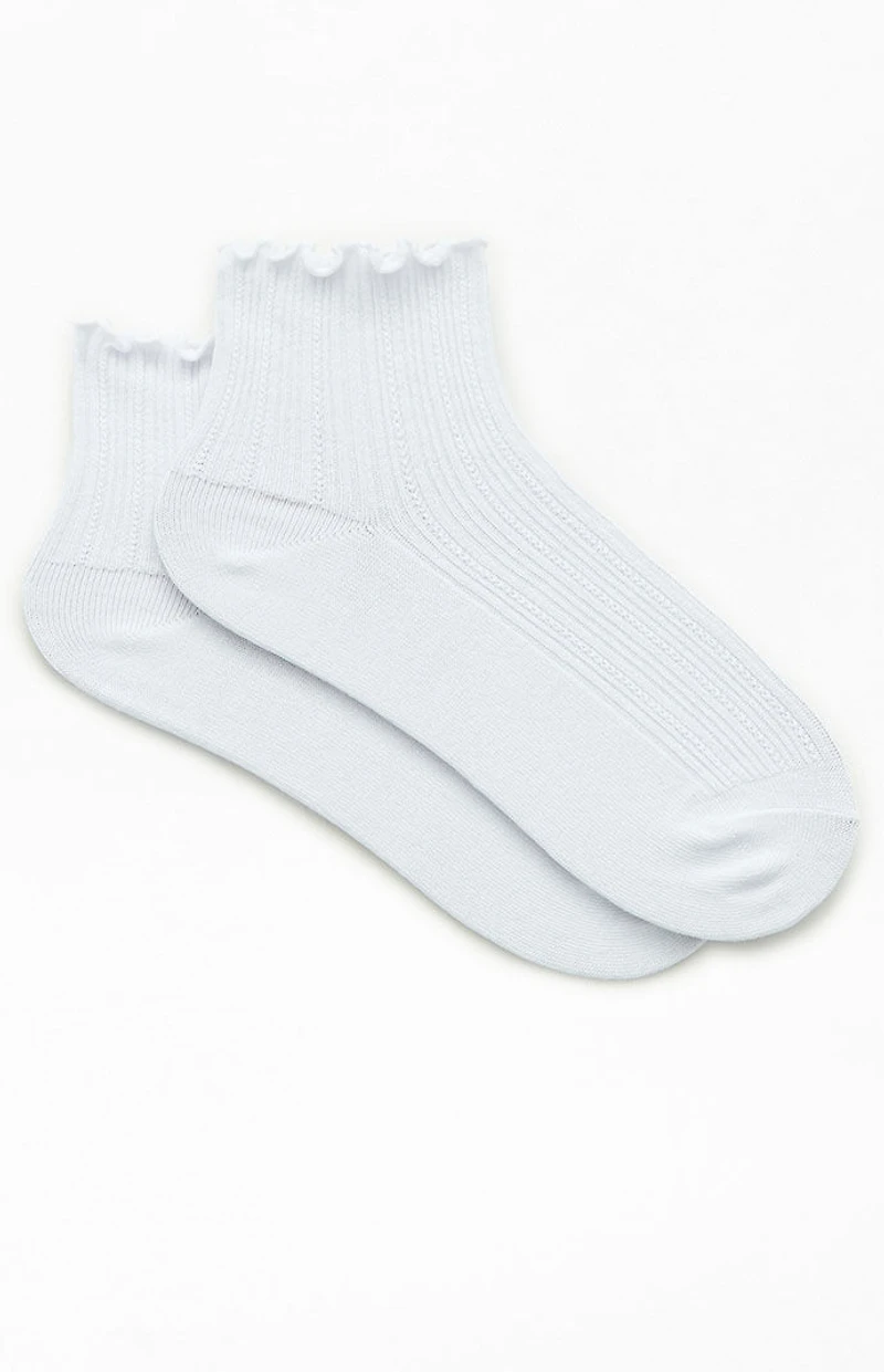 John Galt White Ruffle Ankle Socks