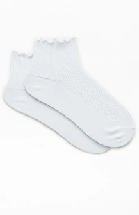 John Galt White Ruffle Ankle Socks