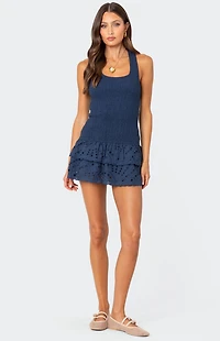 Edikted Scrunchy Ruffled Eyelet Mini Dress