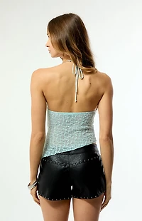 Third Charm Netted Asymmetrical Halter Top