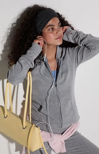 Pacsun Kids Active Knit Heart Zip Up Hoodie