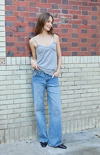 John Galt Gray Babydoll Tank Top