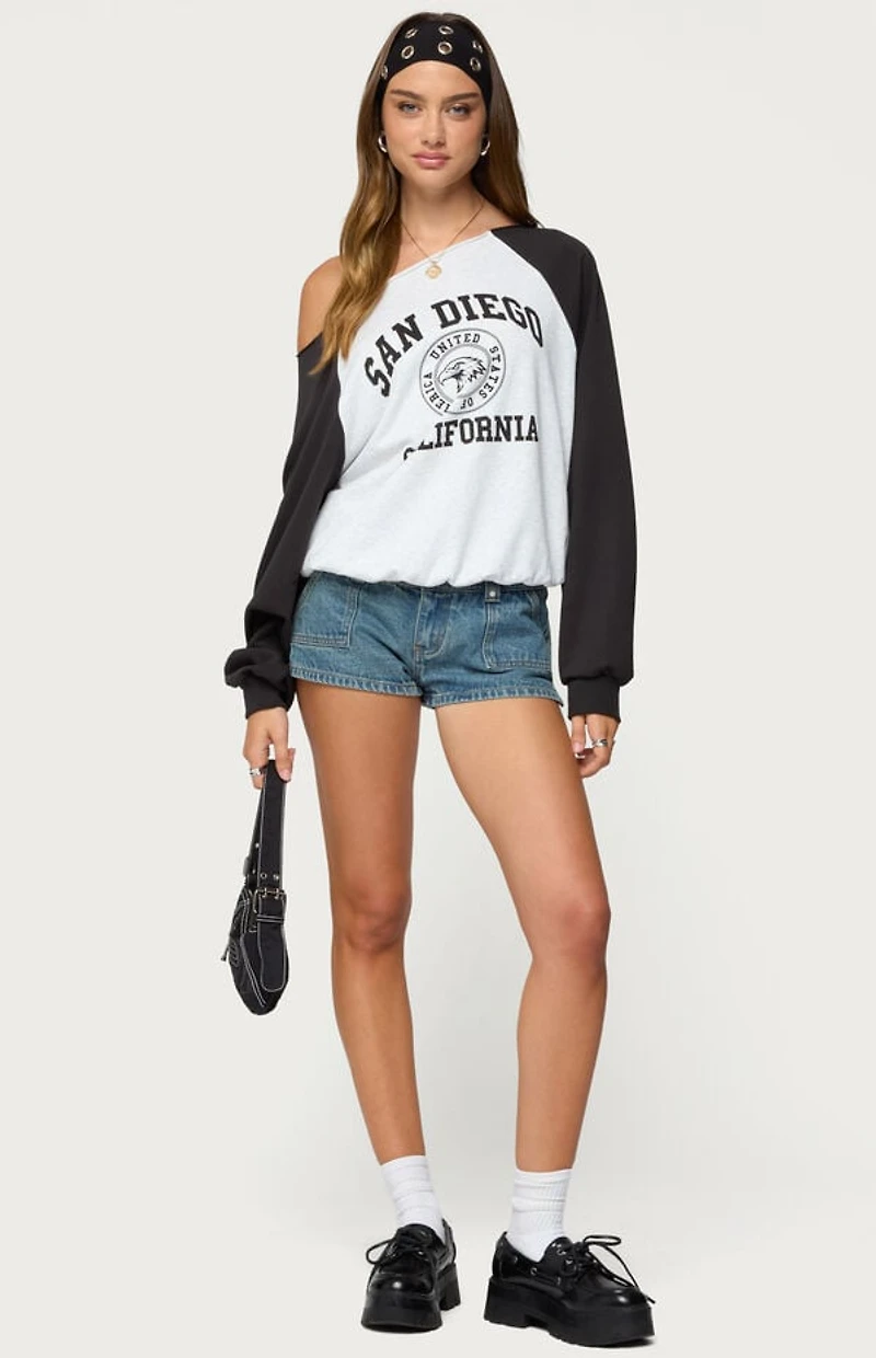 Edikted San Diego Off Shoulder Raglan Sweatshirt