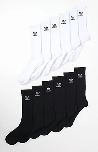adidas White & Black Six-Pack Trefoil Crew Socks