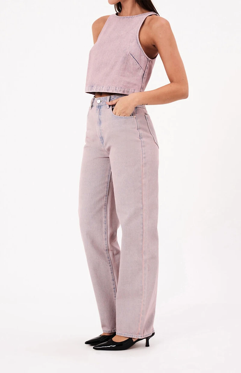 ABRAND Dirty Pink Carrie High Waisted Baggy Jeans