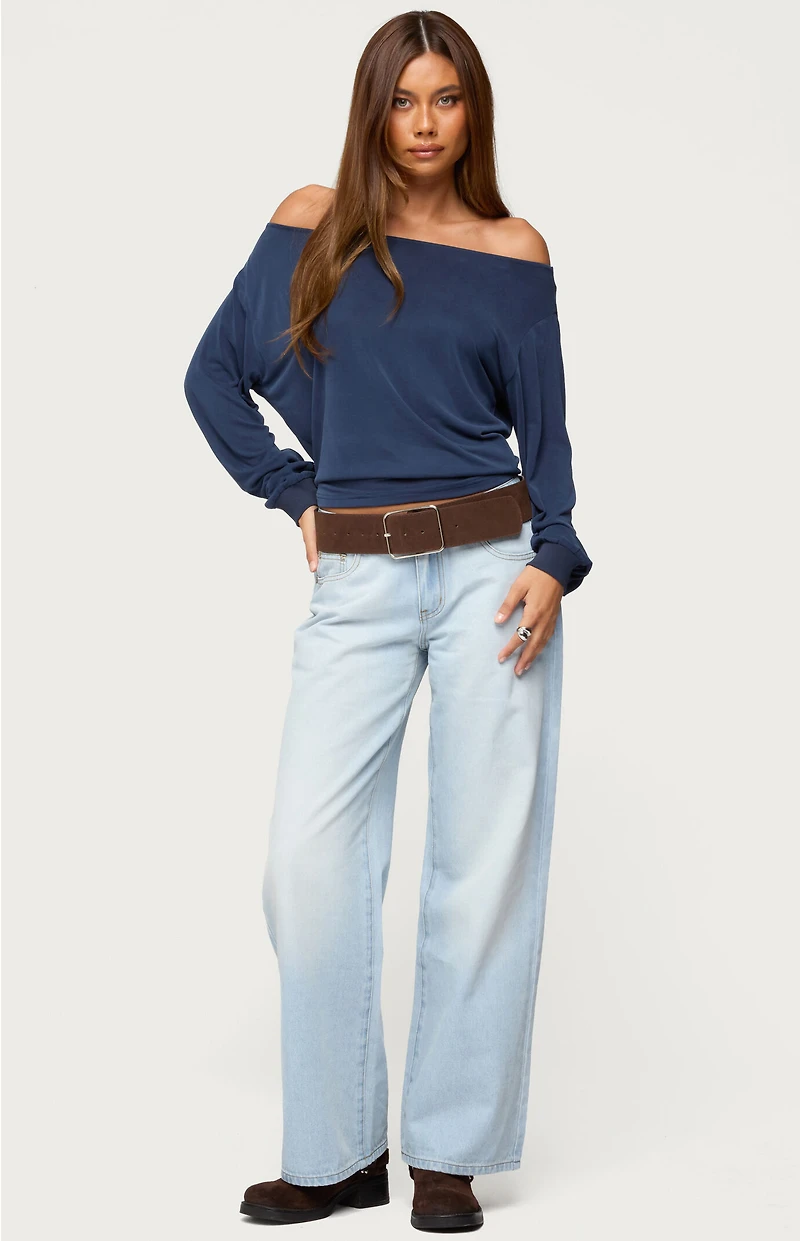Edikted Nannie Off Shoulder Oversized Top