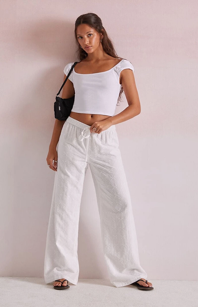Beverly and Beck Bow Embroidered Lounge Pants