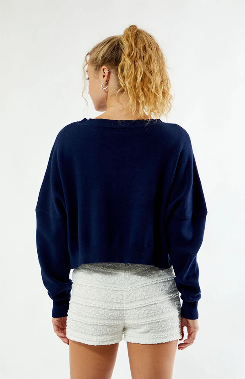 HYPE & VICE Yale Bulldogs Ivy Knit Cropped Sweater