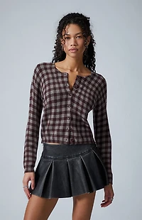 Third Charm Argyle Marley Button Down Cardigan
