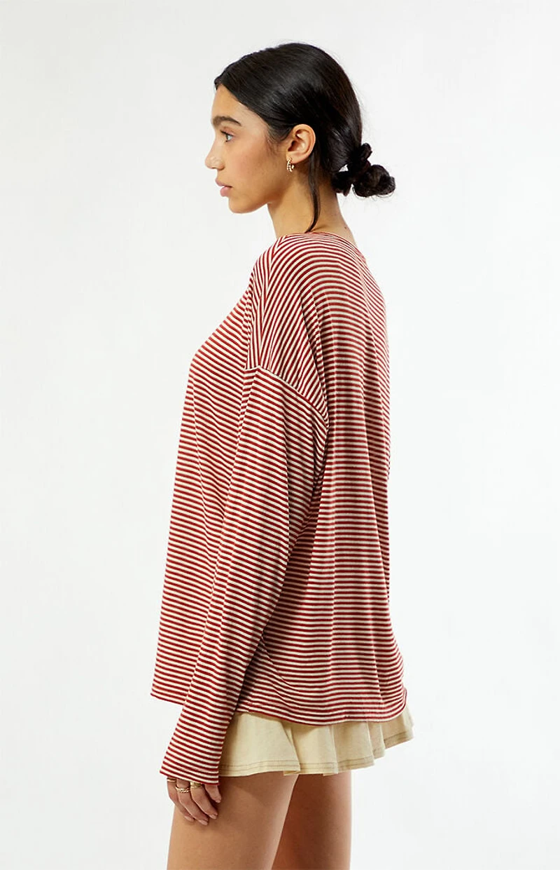 Beverly and Beck Kasey Striped Cozy Oversized Long Sleeve Top