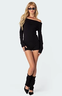 Edikted Pandorah Off Shoulder Knitted Romper