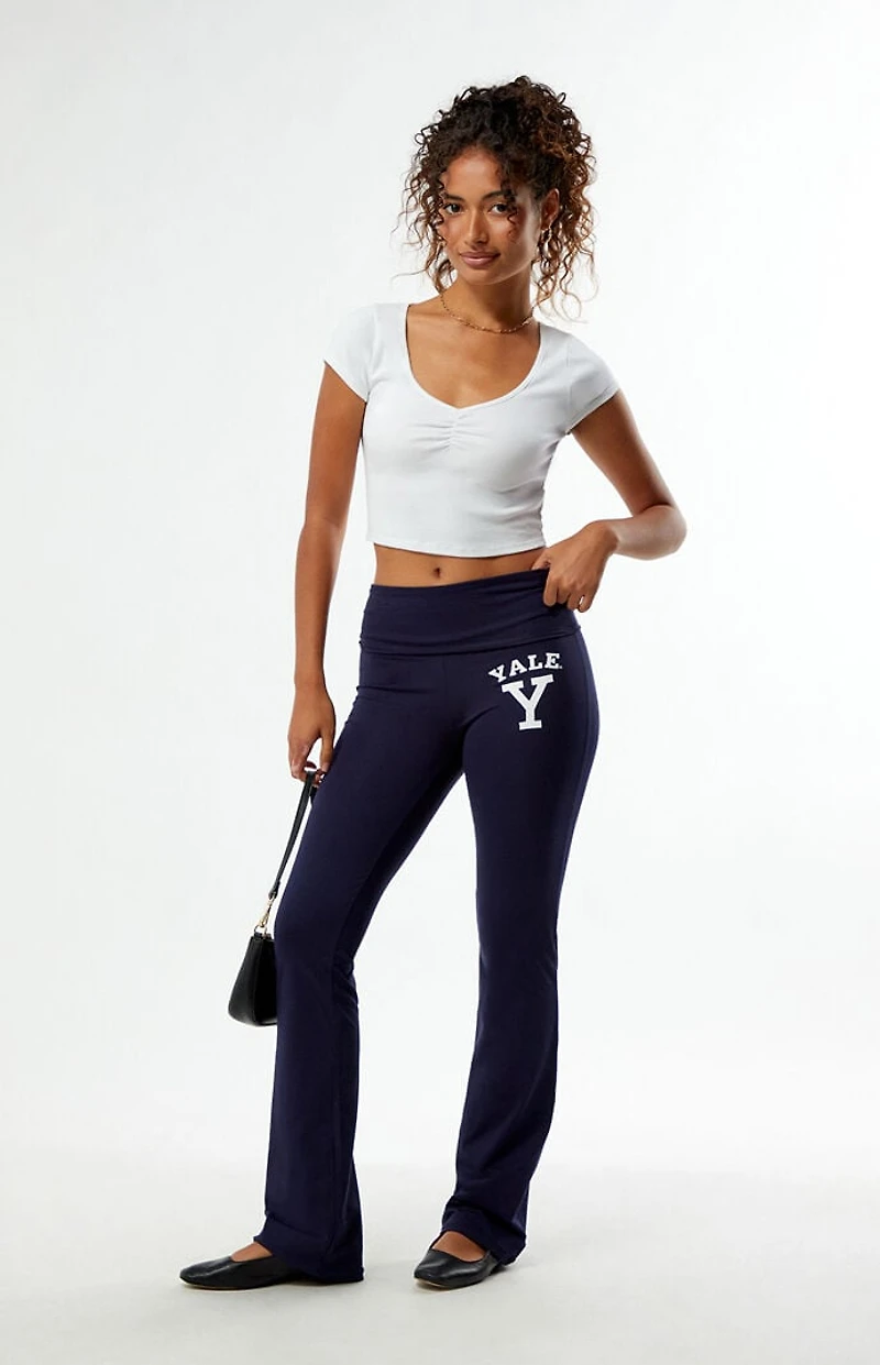 HYPE & VICE Yale Bulldogs Fold-Over Yoga Pants
