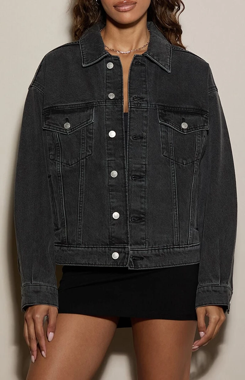 Pacsun Black Oversized Jean Trucker Jacket