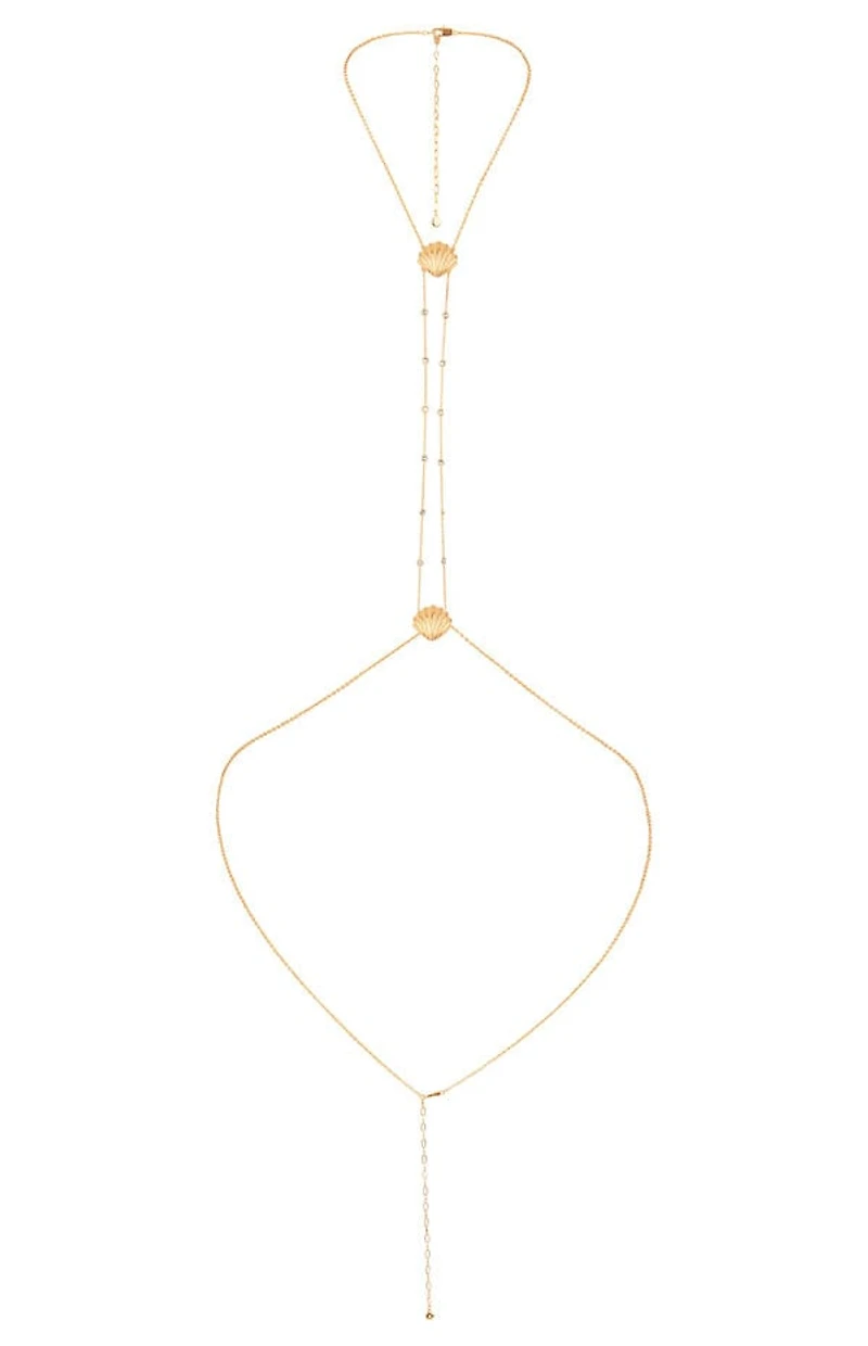 Ettika Scallop Shell & Crystal Body Chain