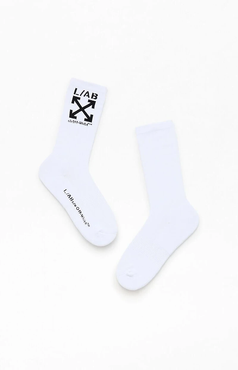 L/AB c/o Off-White 3 Pack White Clamp Arrows Crew Socks
