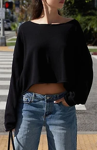John Galt Black Wide Neck Sweater