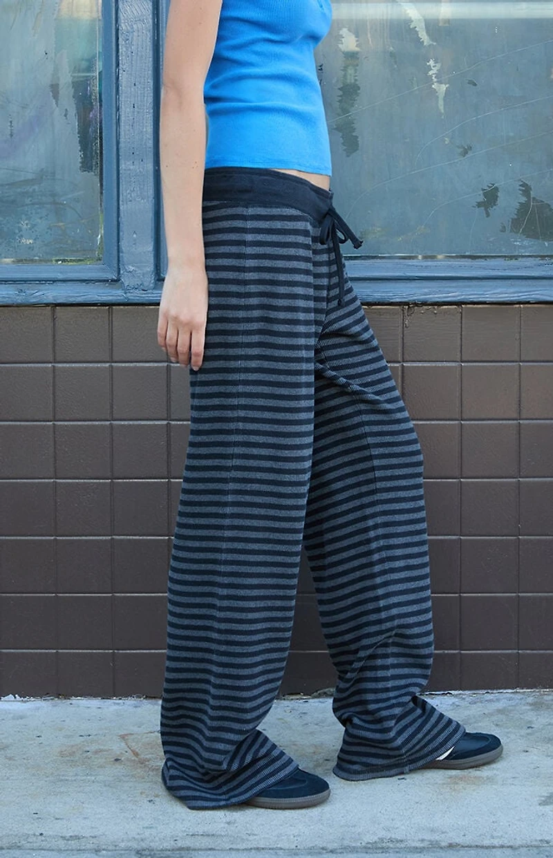 John Galt Dark Gray Hilary Striped Yoga Baggy Sweatpants