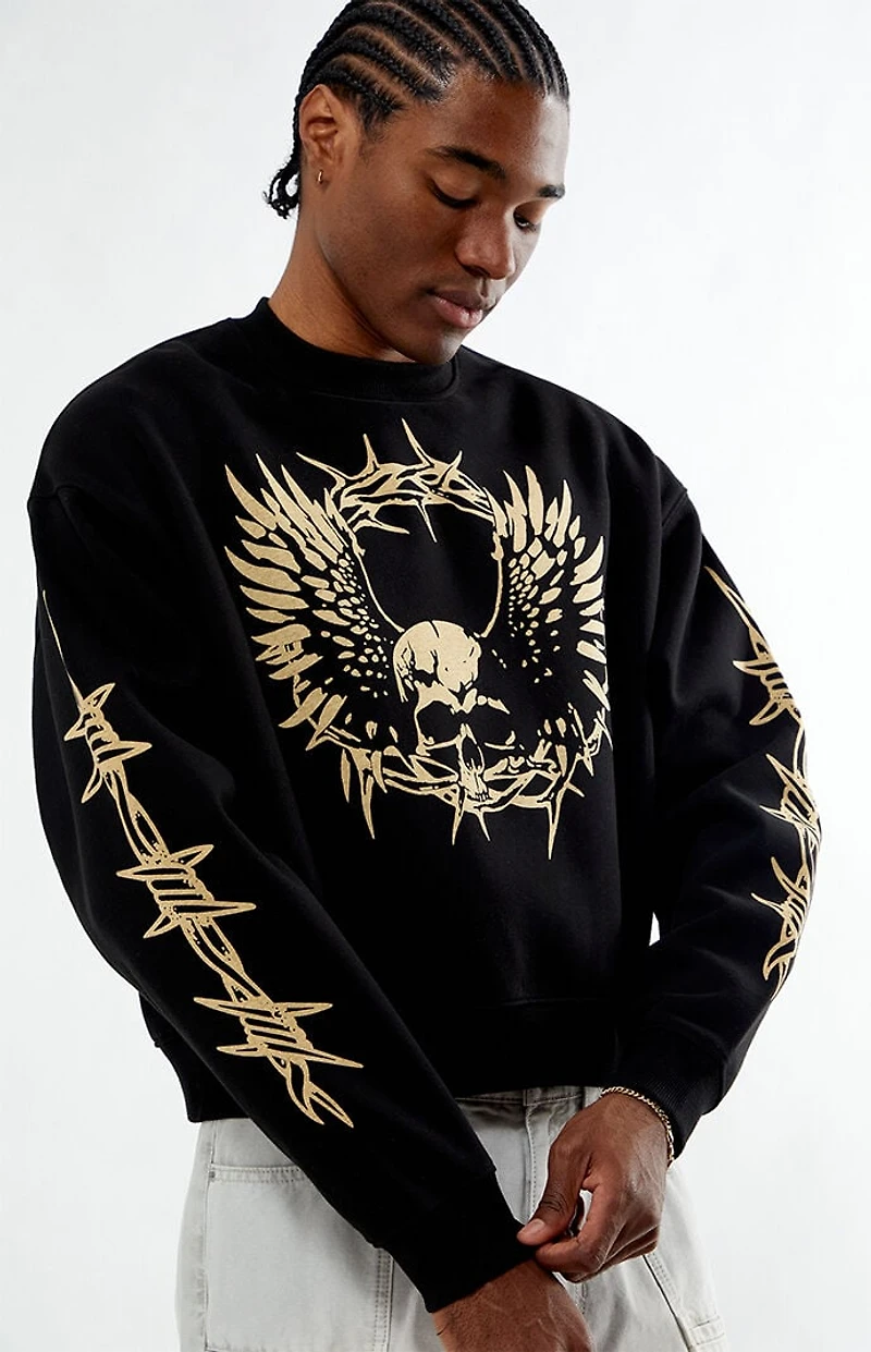 Pacsun Barbed Wings Cropped Crew Neck Sweatshirt